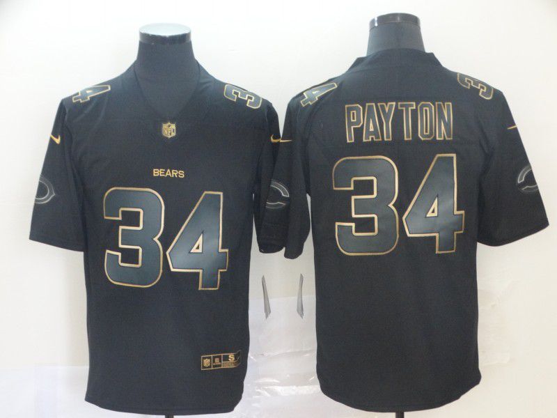Men Chicago Bears #34 Payton Nike Vapor Limited Black Golden NFL Jerseys->chicago bears->NFL Jersey